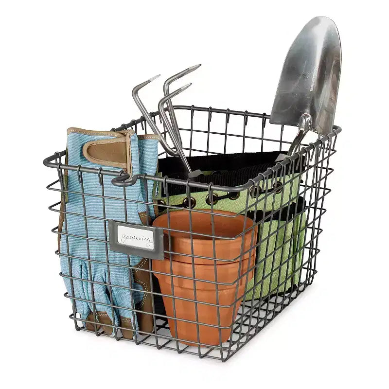 Cestino contenitore in filo di ferro marrone – Stile vintage, singolo