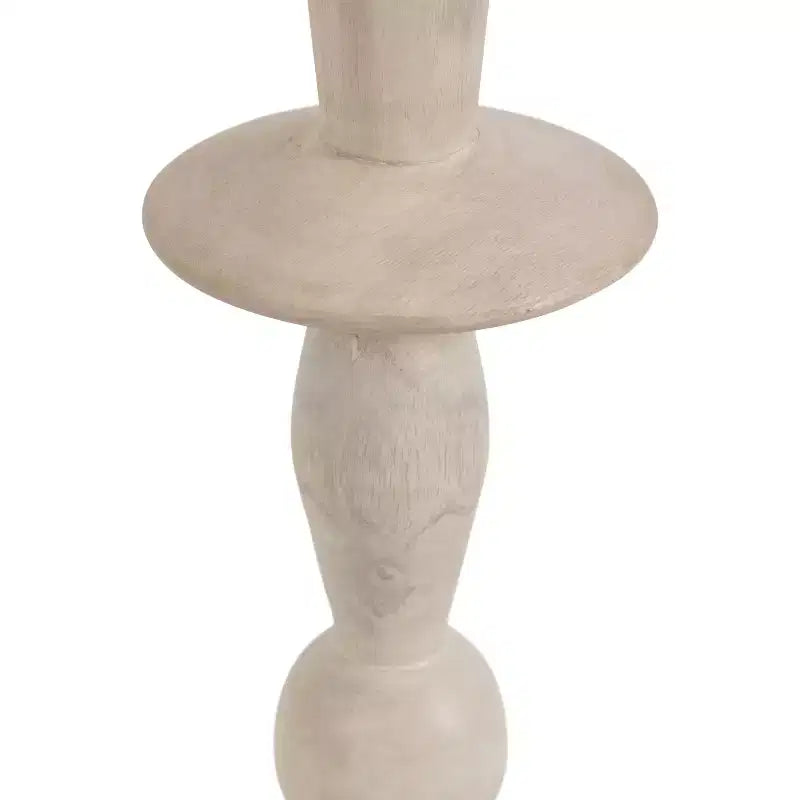 White Round Drink Table for 1, Wood & Marble Base