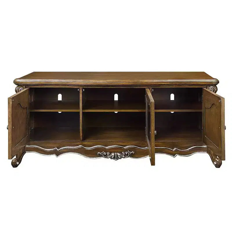 Mobile TV/Console in Rovere Antico da 75", Singolo, con Ante in Vetro