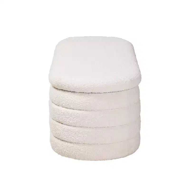 Panca contenitore ovale color crema/noce, con coperchio sollevabile, 1 posto