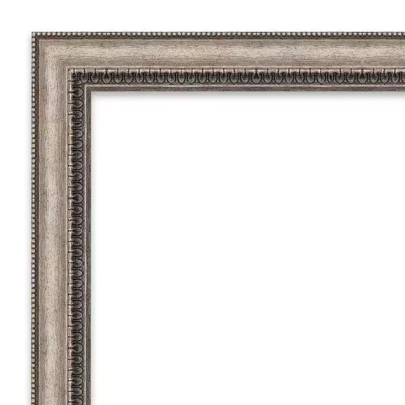 Specchio da Parete Rettangolare per Bagno, Singolo, con Cornice Ornata Argento