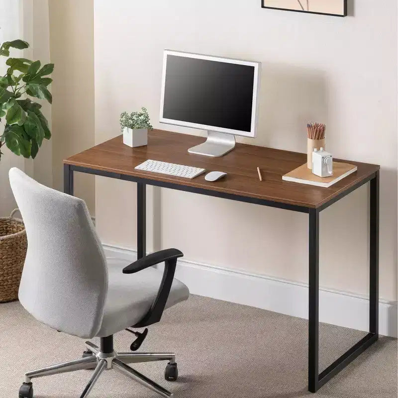 Scrivania con struttura metallica da 47'', marrone / naturale / bianco, singola