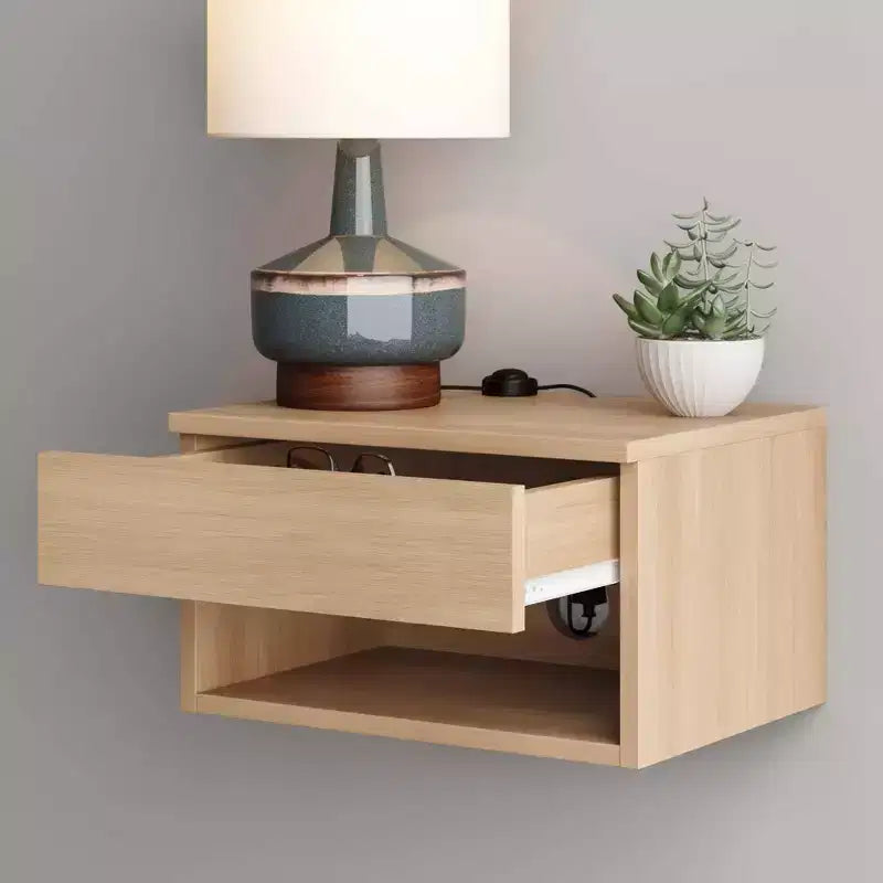 Wall Mount Shelf Side Table – Light Oak / Matte White / Walnut, Single