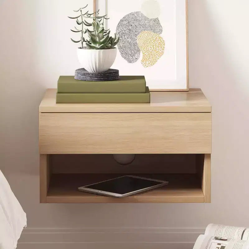Wall Mount Shelf Side Table – Light Oak / Matte White / Walnut, Single
