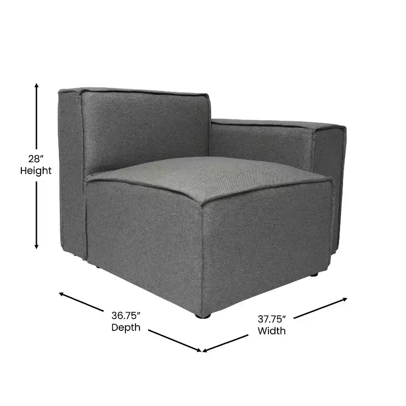 Poltrona Modulare Lato Destro Crema / Grigio Scuro / Grigio, Seduta Singola, Capacità 136 kg