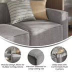 Poltrona Modulare Lato Destro Crema / Grigio Scuro / Grigio, Seduta Singola, Capacità 136 kg