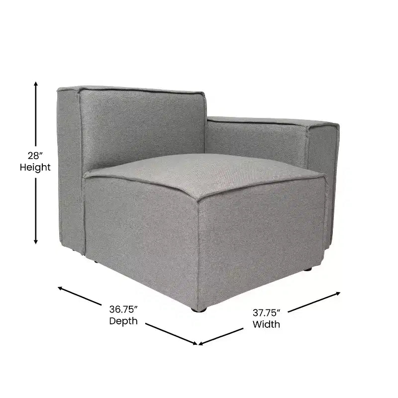 Poltrona Modulare Lato Destro Crema / Grigio Scuro / Grigio, Seduta Singola, Capacità 136 kg