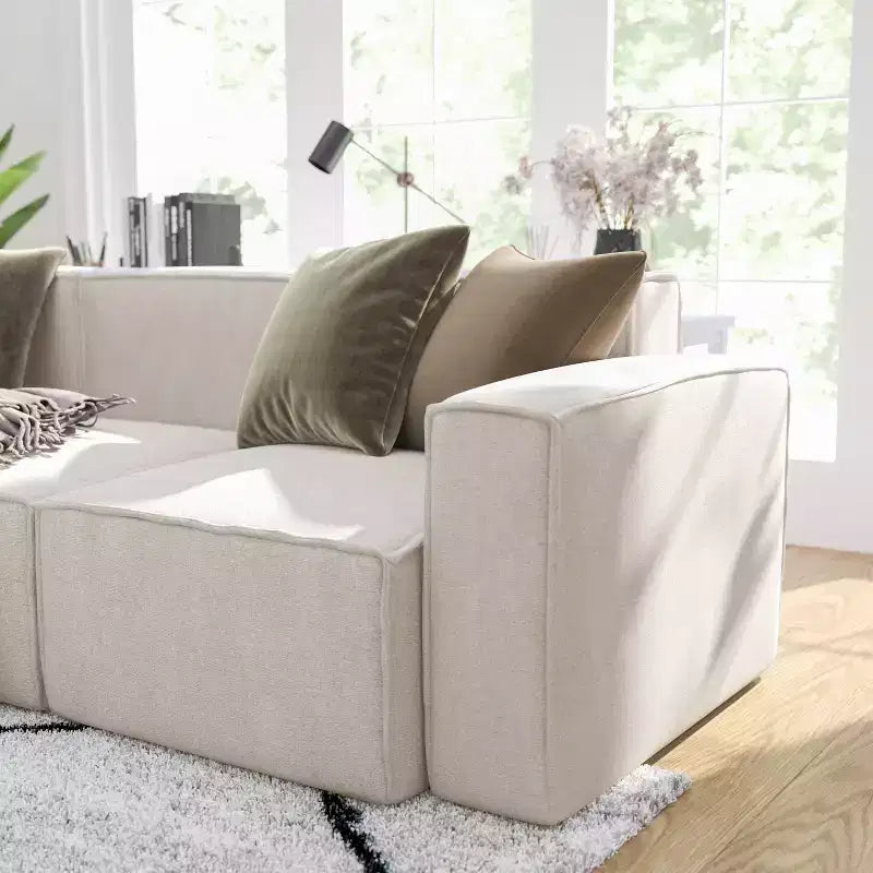 Poltrona Modulare Lato Destro Crema / Grigio Scuro / Grigio, Seduta Singola, Capacità 136 kg