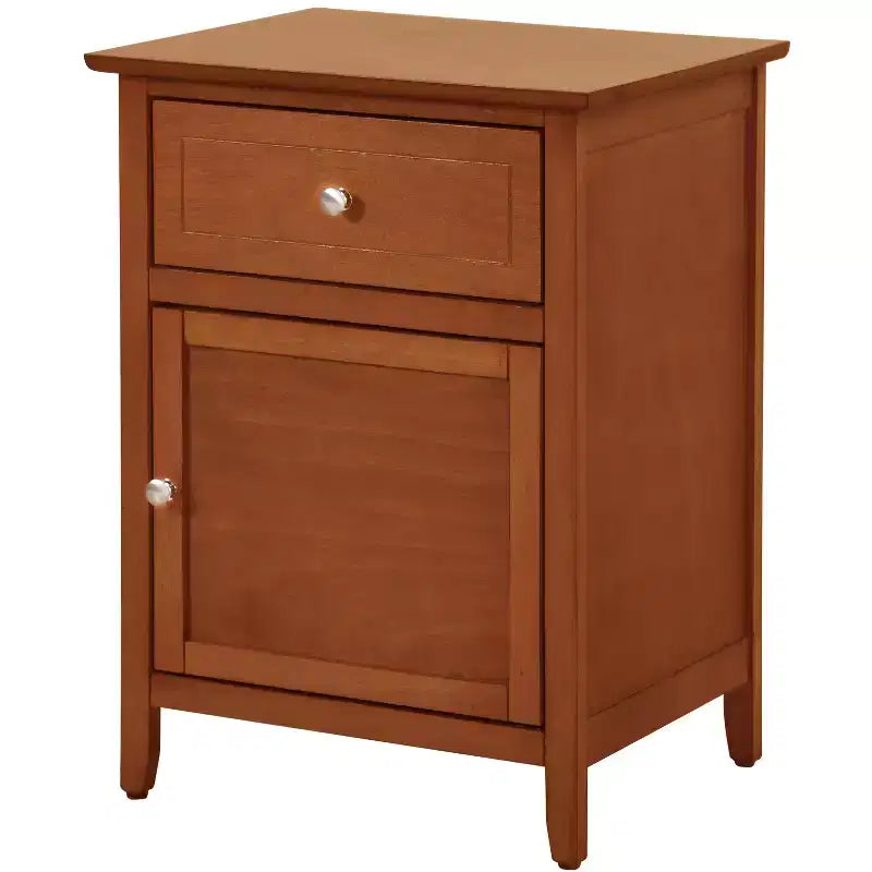 Gray 1-Drawer Nightstand with Door, Wood, Single