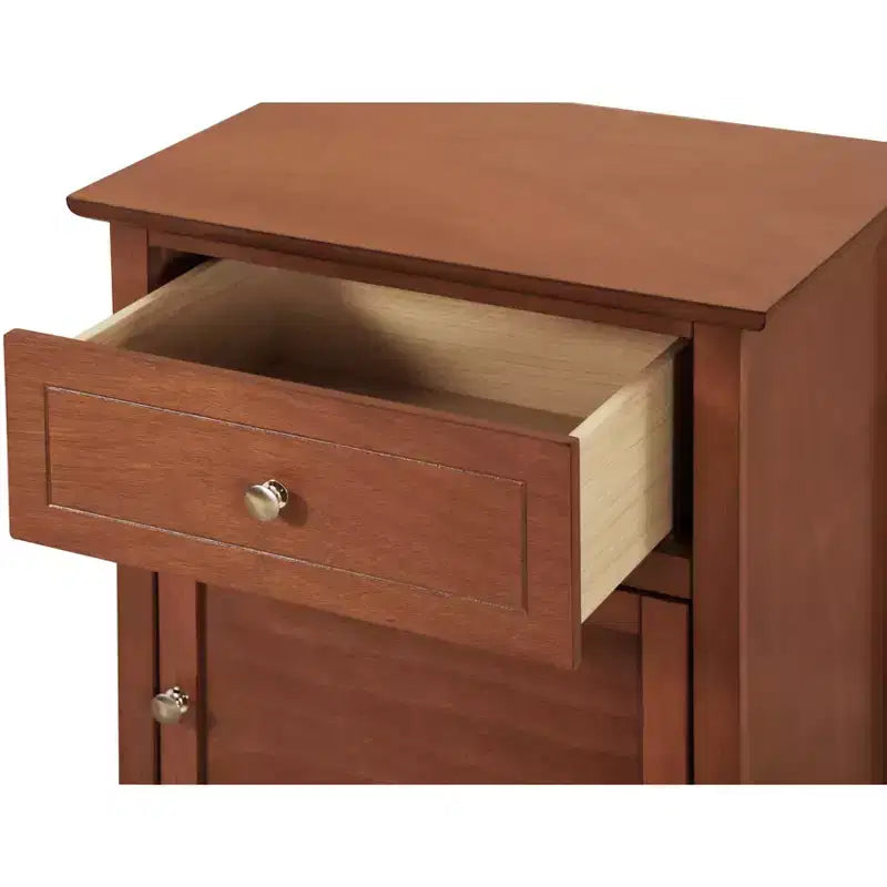 Gray 1-Drawer Nightstand with Door, Wood, Single