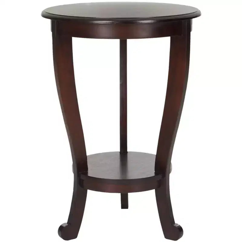 Round Pedestal Side Table with Lower Shelf – Multi-Color, Traditional Style, Single