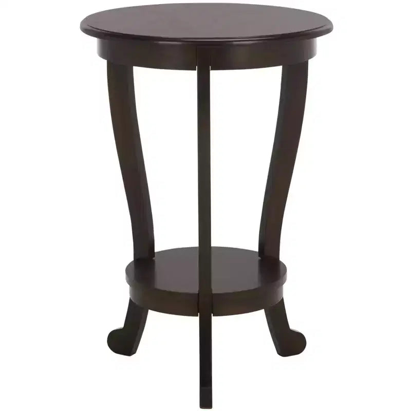 Round Pedestal Side Table with Lower Shelf – Multi-Color, Traditional Style, Single