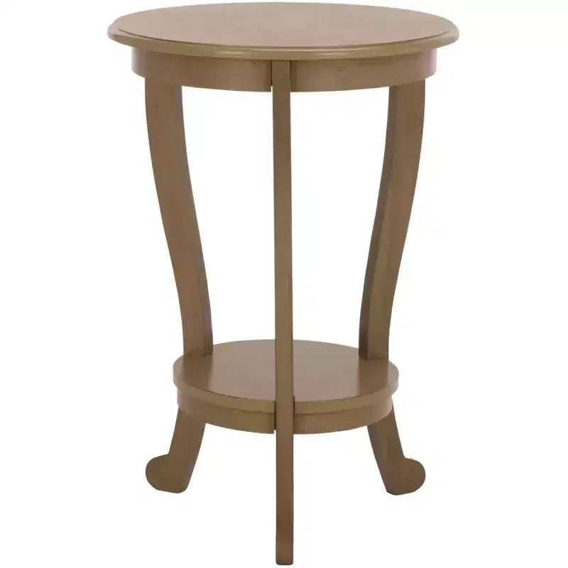 Round Pedestal Side Table with Lower Shelf – Multi-Color, Traditional Style, Single