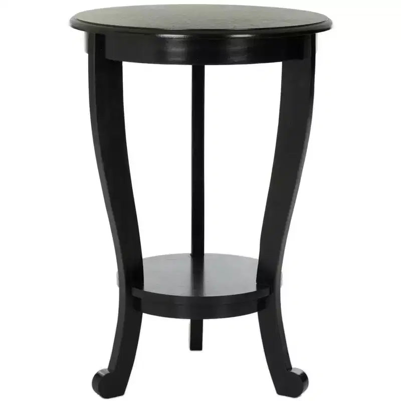 Round Pedestal Side Table with Lower Shelf – Multi-Color, Traditional Style, Single