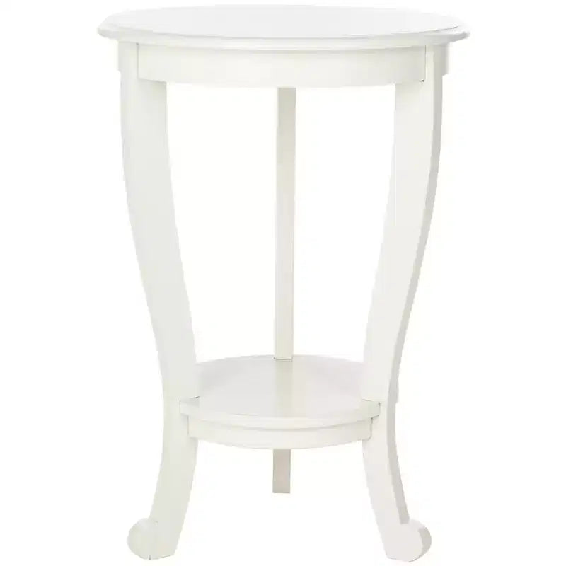 Round Pedestal Side Table with Lower Shelf – Multi-Color, Traditional Style, Single