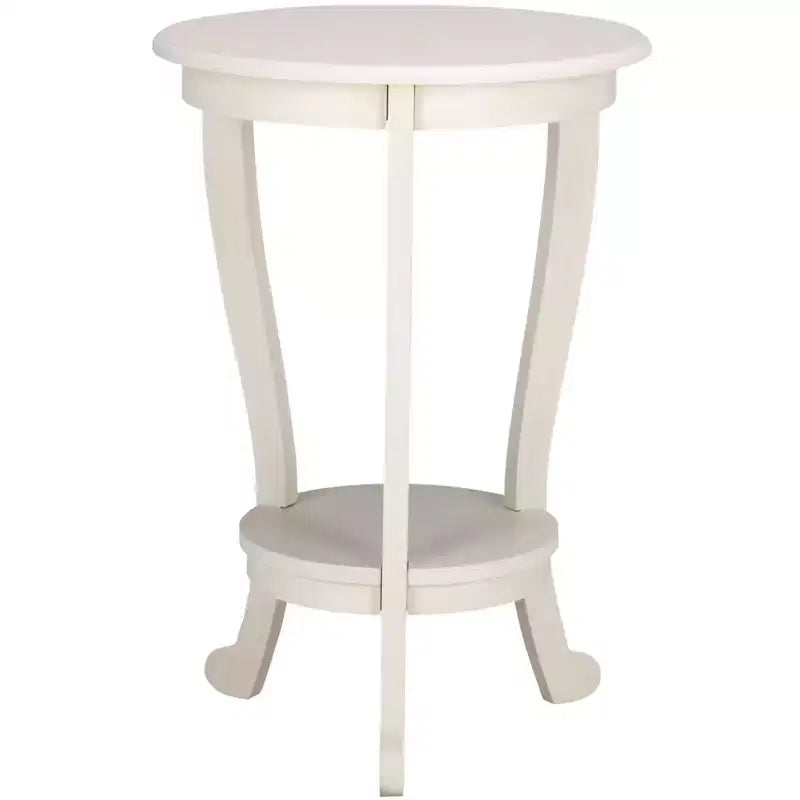 Round Pedestal Side Table with Lower Shelf – Multi-Color, Traditional Style, Single