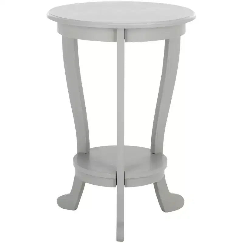 Round Pedestal Side Table with Lower Shelf – Multi-Color, Traditional Style, Single