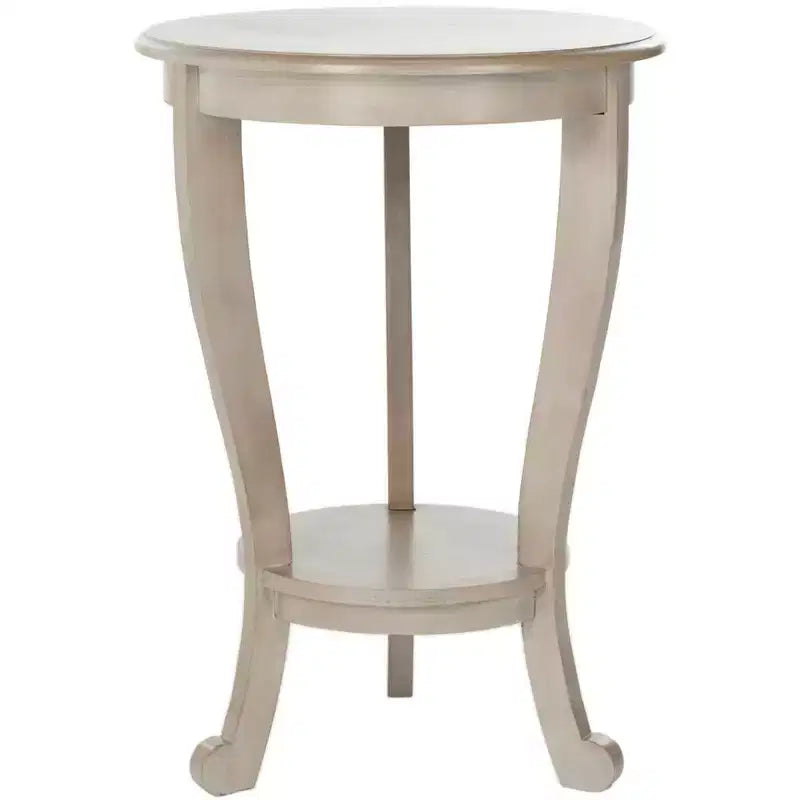 Round Pedestal Side Table with Lower Shelf – Multi-Color, Traditional Style, Single