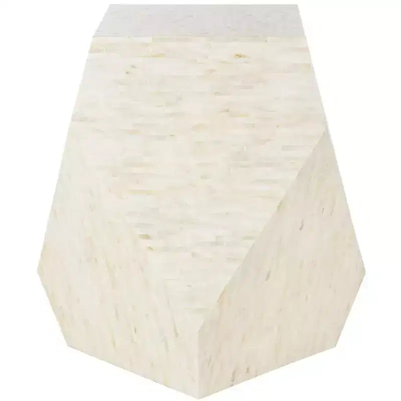 Light Beige Mosaic Geometric Side Table – Square, 1-Piece