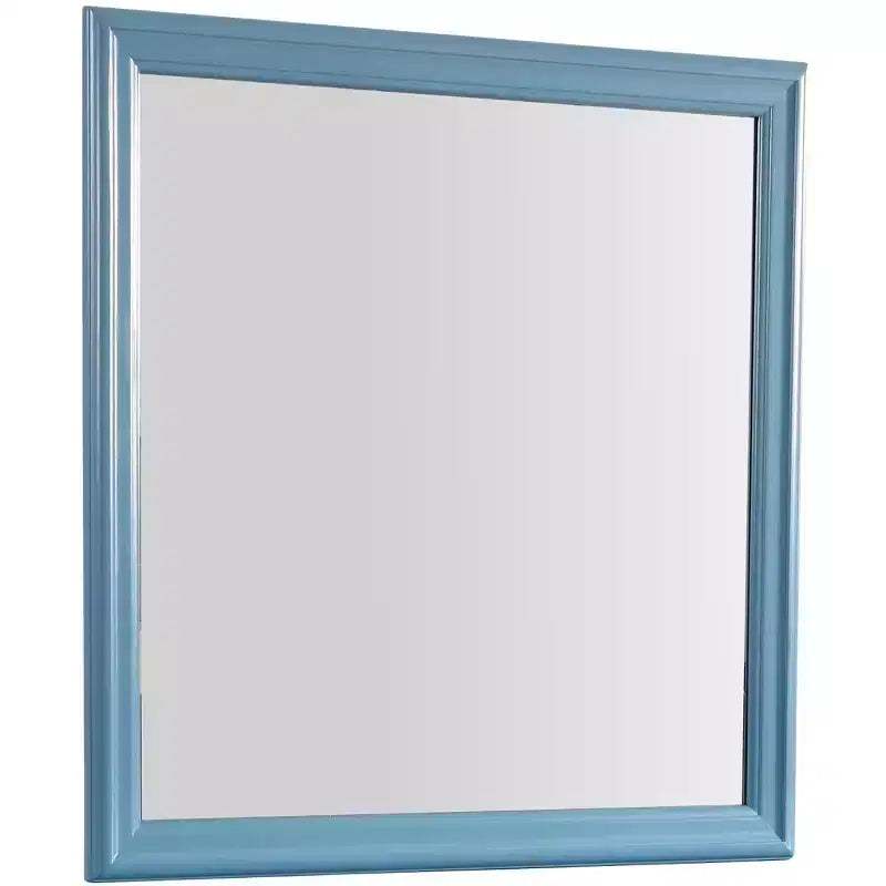 Specchio da comò quadrato con cornice, blu/bianco, singolo, 38" x 38"