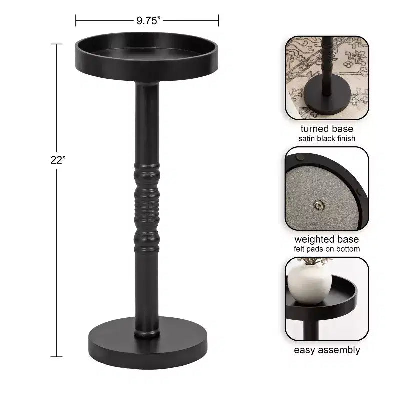 Pedestal End Table – Single, Available in Black / Gray / Rustic Brown / White