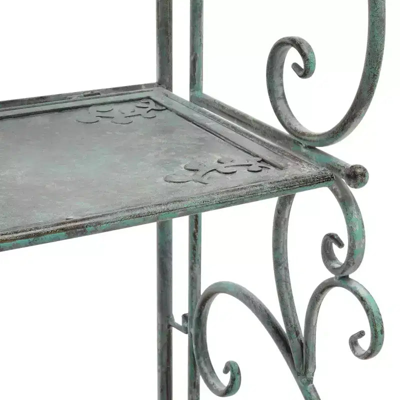 Scaffale in ferro a 4 ripiani, per interni/esterni, verde scuro antico / bianco antico / ruggine nera / blu muschio / marrone rustico, montaggio senza bisogno di attrezzi