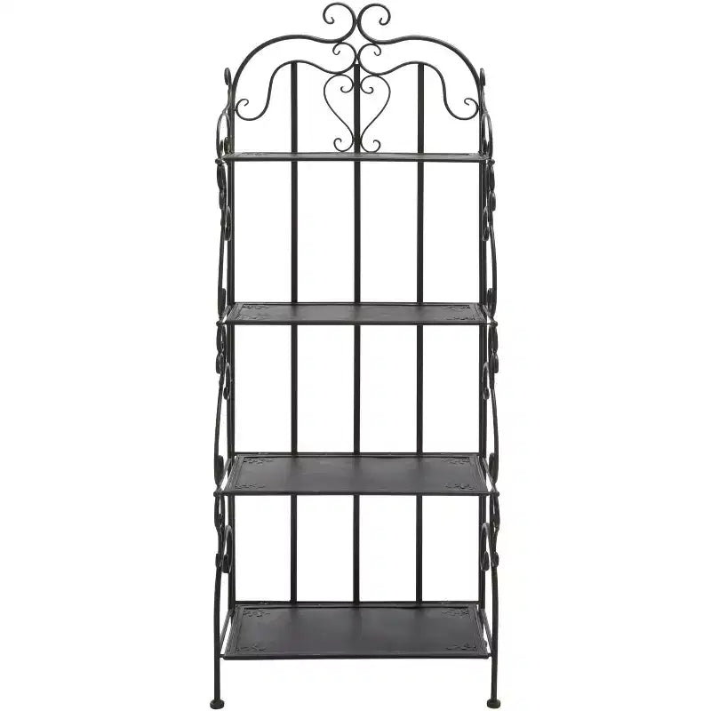 Scaffale in ferro a 4 ripiani, per interni/esterni, verde scuro antico / bianco antico / ruggine nera / blu muschio / marrone rustico, montaggio senza bisogno di attrezzi