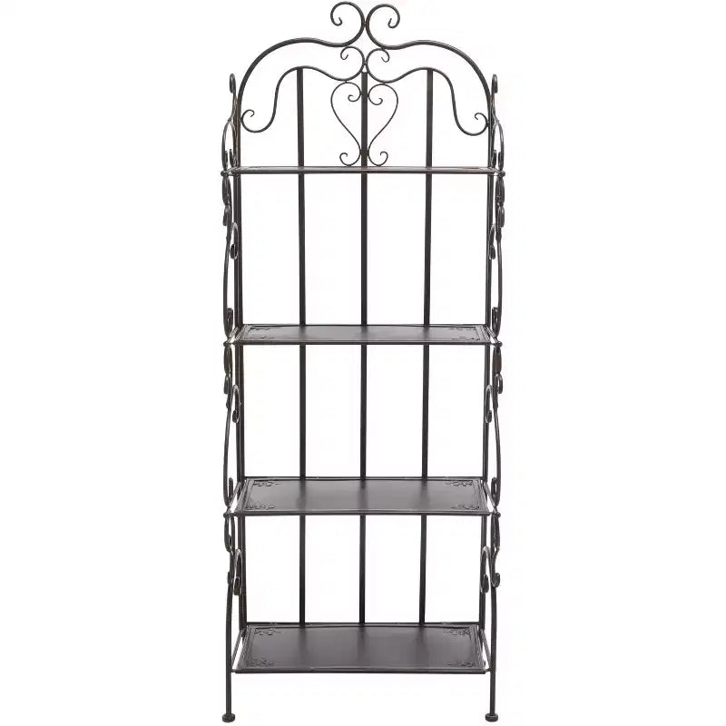 Scaffale in ferro a 4 ripiani, per interni/esterni, verde scuro antico / bianco antico / ruggine nera / blu muschio / marrone rustico, montaggio senza bisogno di attrezzi