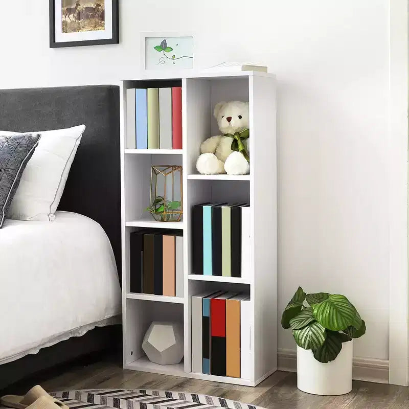 Libreria bianca a 7 scomparti – Autoportante, montaggio singolo