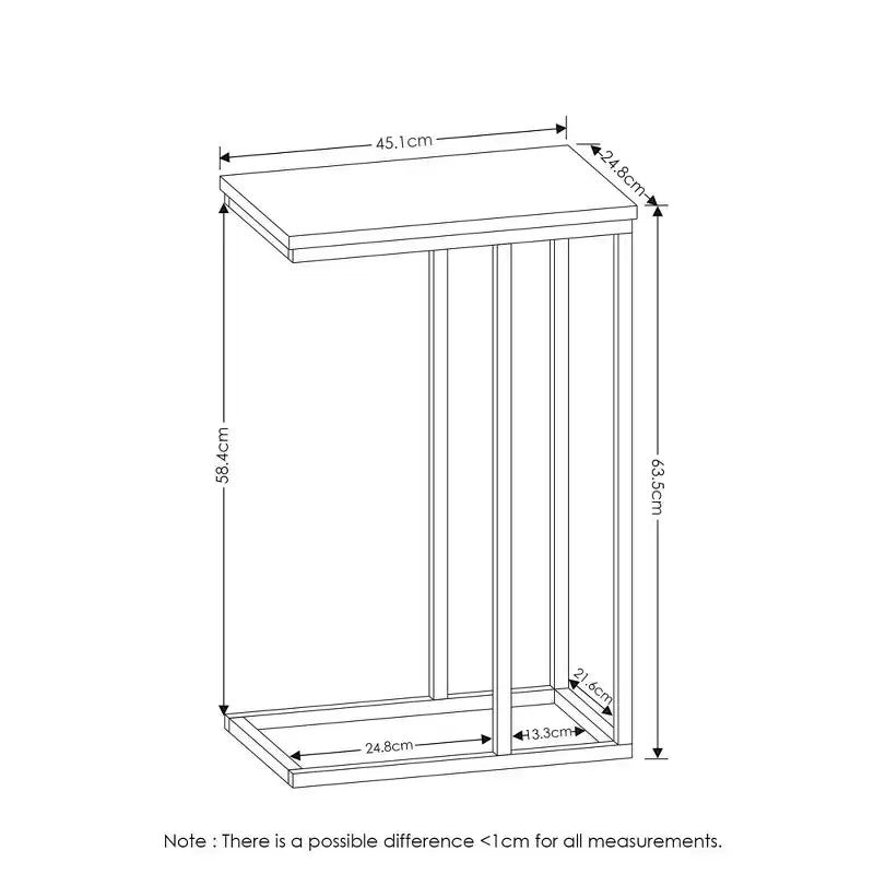 Gray & Black Rectangle Side End Table for 1