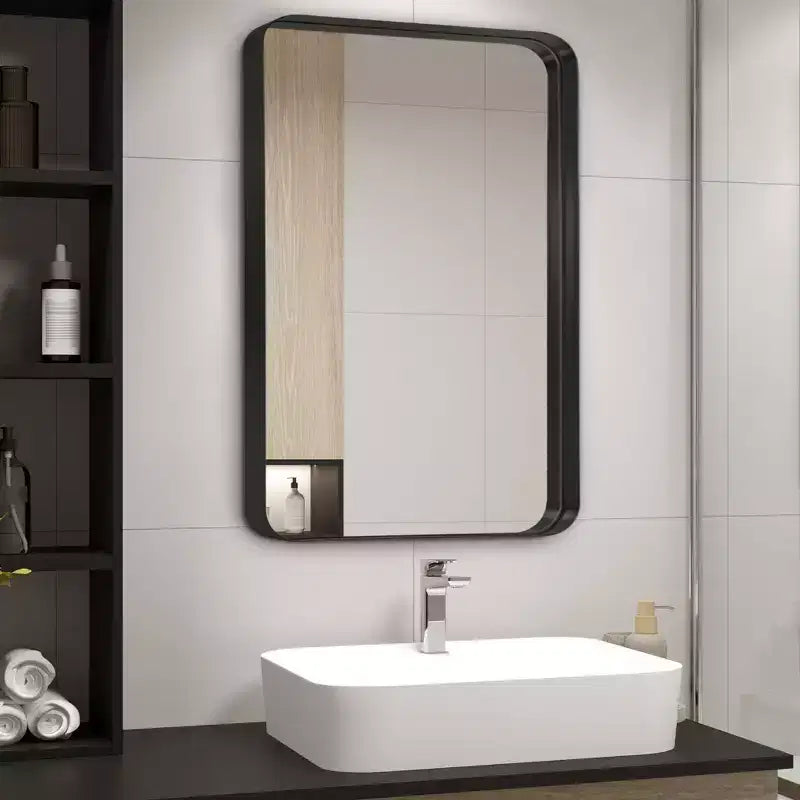 Specchio da parete rettangolare con cornice in metallo nero/oro, 38"×26" o 40"×30"